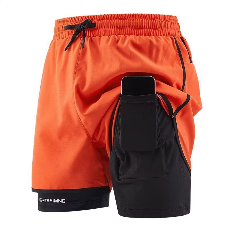 Mens 2 in 1 Running Workout Short with Phone Pocket Towel Loop Gym Athletic Quick Dry Stretchy Performance Shorts Activewear 260312