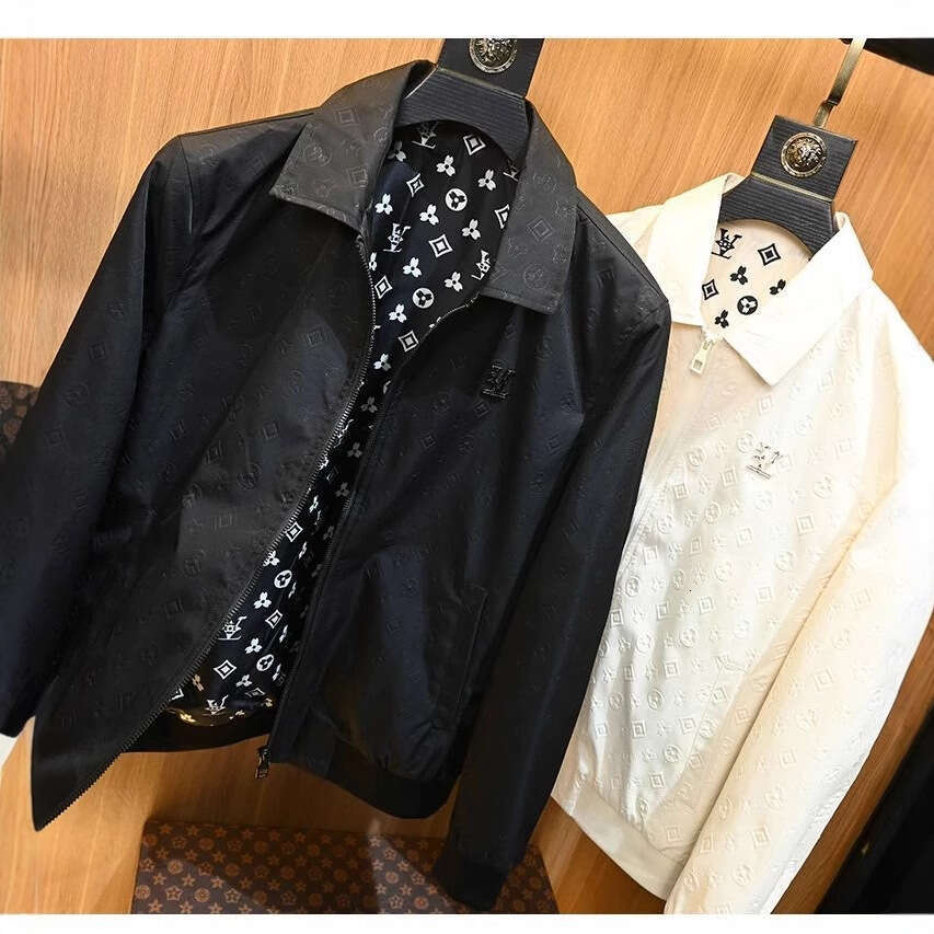 2026 Black White Turn-Down Collar Jacket For Men Slim Fit Style Trendy High-End Coat Casual Cool Fashion European Trend - view 3