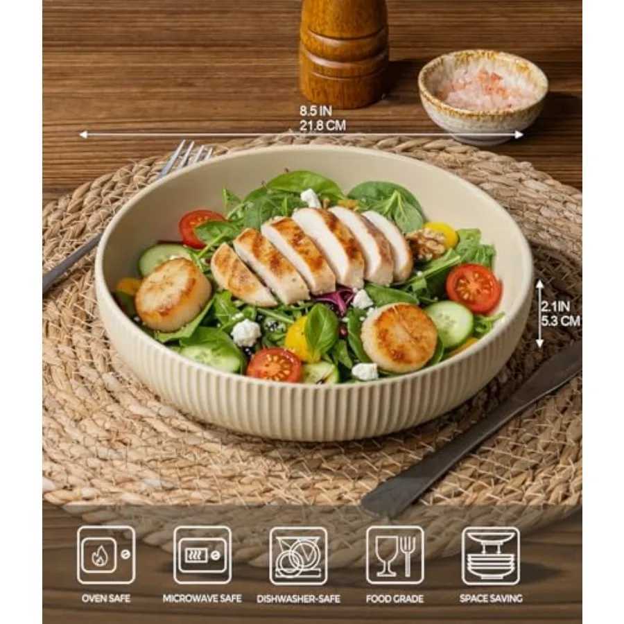 Ceramic Pasta Bowls Salad Bowls Set of 4 Stoneware Servg Bowls for Fruits Noodle Dner House-warmg Weddg Present Z260518