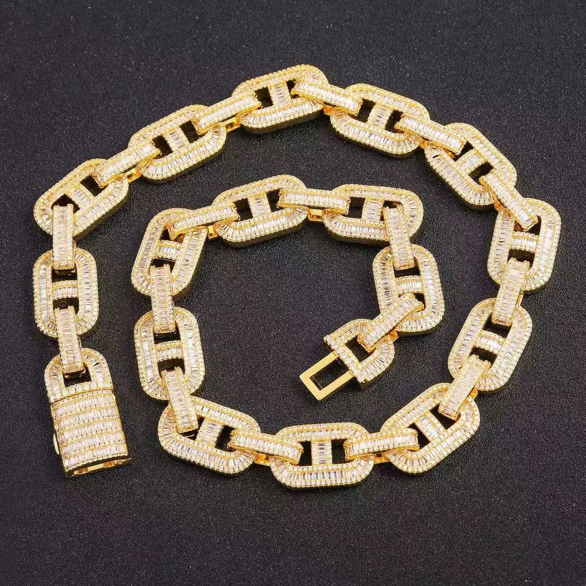 Pass Diamond Tester VVS Moissanite Letter Necklace Men Hip Hop 925 Silver Iced Out Bling Link Chain Jewelry