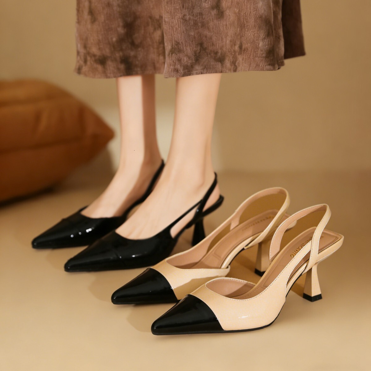 Fashion Gifts Womens Fashion Slingback Heeled Pumps Classic Pointed Toe Design Soft Padded Insole For Daily Commute And Smart Casual Outfits - view 3