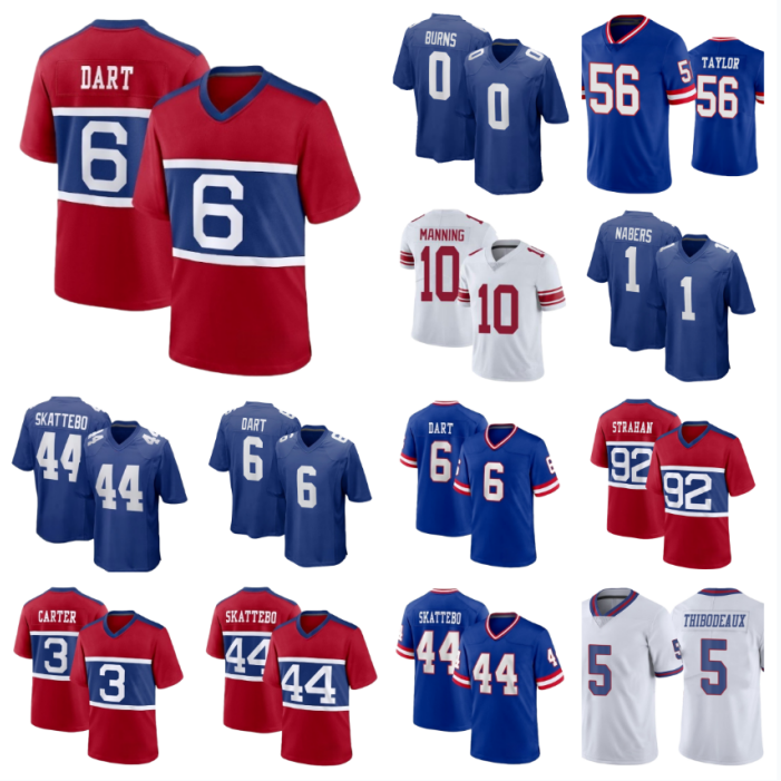 2026 New Abdul Carter Jaxson Dart Giantsjersey Malik Nabers Cam Skattebo Manning NY GiantsS jersey Strahan Bavaro Brian Burns Kayvon Thibodeaux Footba