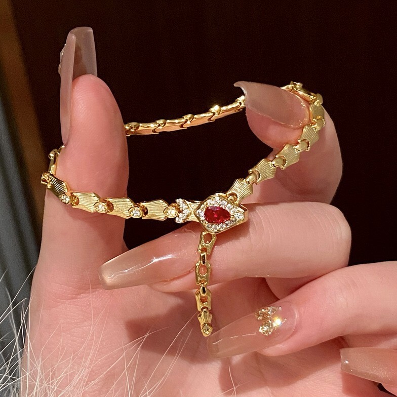 Designer Bracelet 2026 New Fashion Accessories High Quality New light red bone knot snake shaped bracelet sweet and cool adjustable snake bracelet for