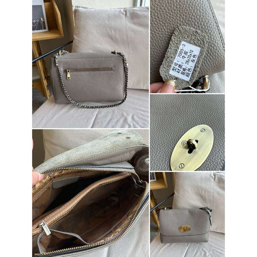 Textured for Women New Trendy Mini Chain Women's Crossbody Shoulder Black Genuine Leather Lock Small Square Bag - view 8