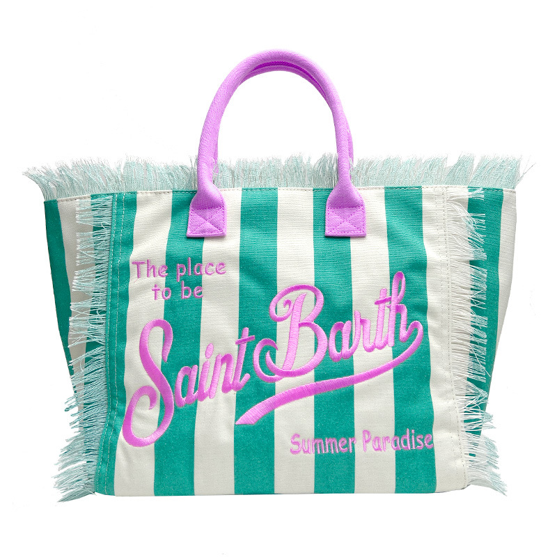Free shipping 2026 new hot selling beach bag tassel handbag canvas denim tote bag travel versatile large capacity handbag