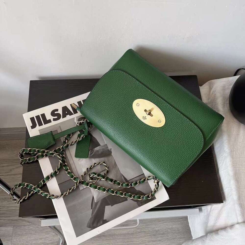 Textured for Women New Trendy Mini Chain Women's Crossbody Shoulder Black Genuine Leather Lock Small Square Bag - view 9