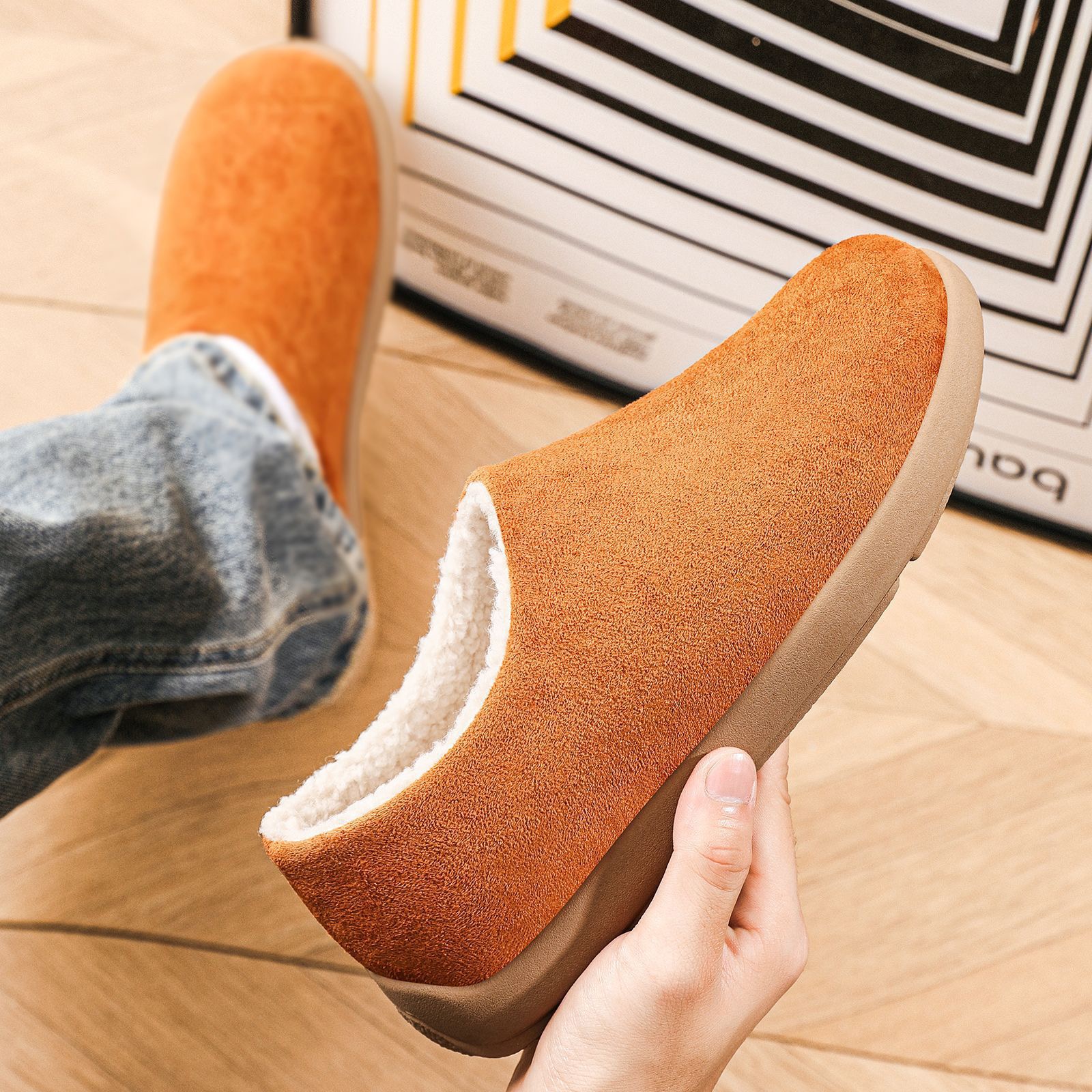 Mens Memory Foam Cozy Slippers snow boots For Indoor Outdoor, Warm Fleece Slip On House Shoes, Winter boot zhanyishengli