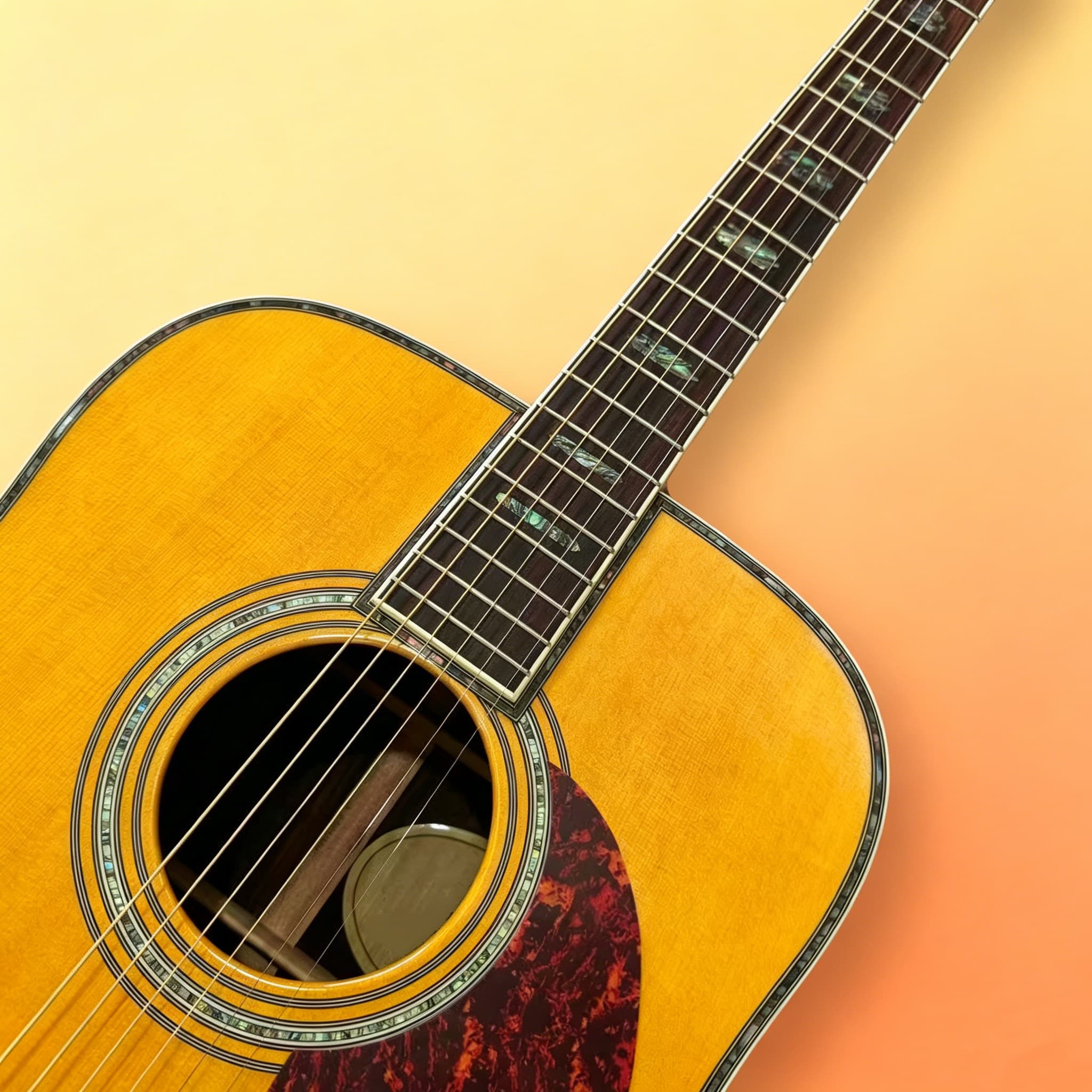 Original acoustic guitar, simple design, yellow veneer, spruce wood panel, 20frets, cow bone string pillow, rosewood side panel, free shipping