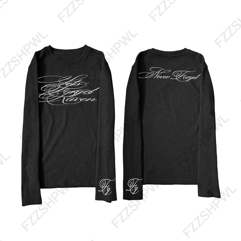 Hip Hop Punk Grunge Men Women Long Sleeve T-Shirt Casual Slim Chic Gothic Letter Print O-Neck Top Y2K Harajuku Unisex Streetwear 260516BJ - view 5