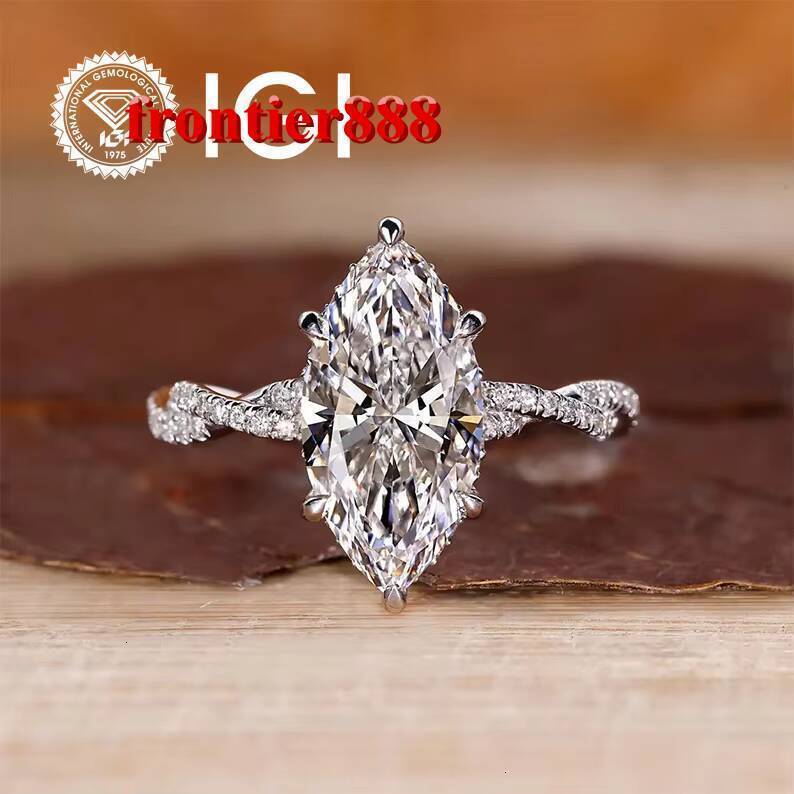 IGI Certified 4CT 5CT Lab Grown Diamond Engagement Wedding Ring Custom Hidden Halo Marquise Twisted Pave Infinity Twist Style