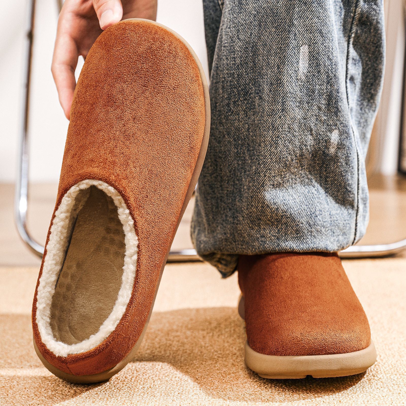 Mens Memory Foam Cozy Slippers snow boots For Indoor Outdoor, Warm Fleece Slip On House Shoes, Winter boot zhanyishengli