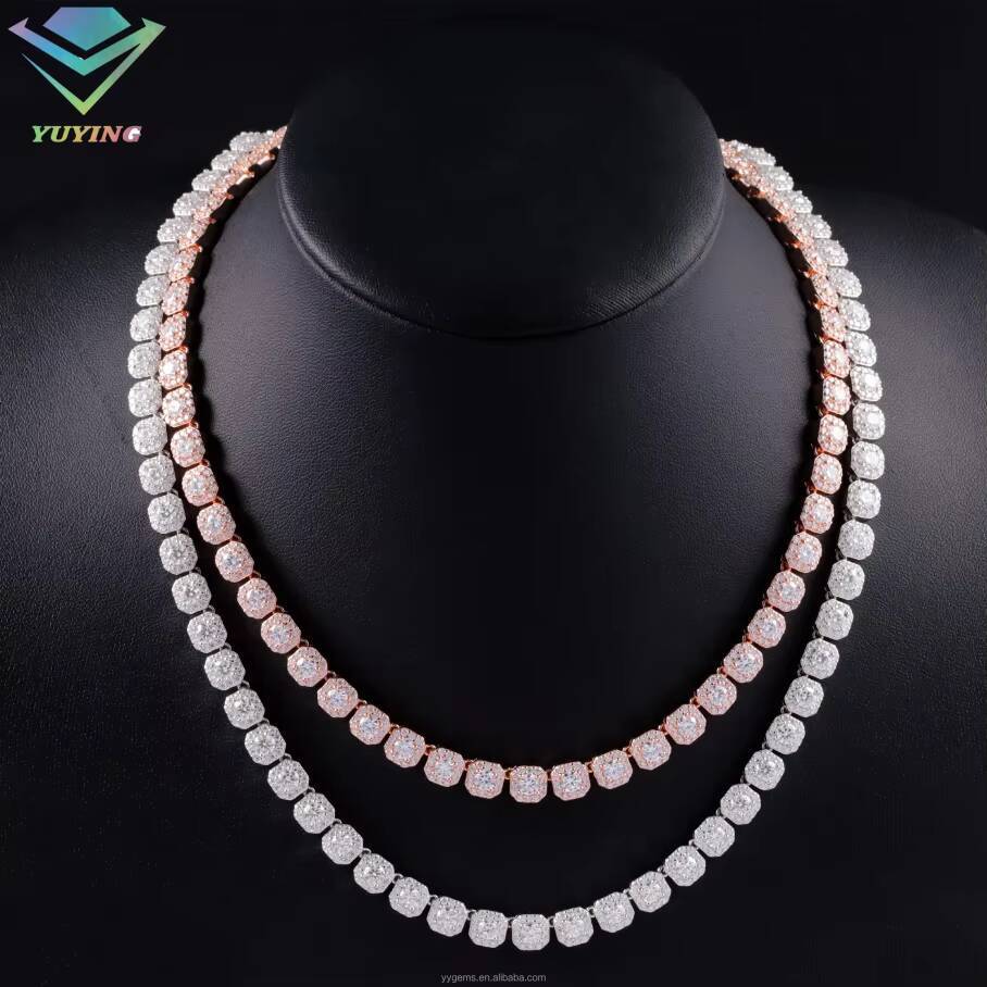 Large Size Moissanite Big Tennis Chain 8mm 12mm 925 Sterling Silver Cuban Link Chain Mens VVS Diamond Necklace - view 7