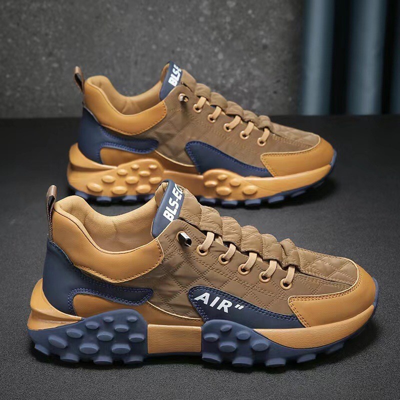 Unisex Chunky Retro Color Block Sneakers Multiple Colors Fabric Leather Mixed Casual Trainers All Match Shock Absorbing Daily Shoes For Commuting And 