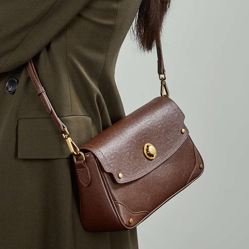 New Vegetable Tanned Cowhide Handbag Genuine Leather Large Capacity Elegant Simple Style Women Single Shoulder Messenger Crossbody Bag SENYY