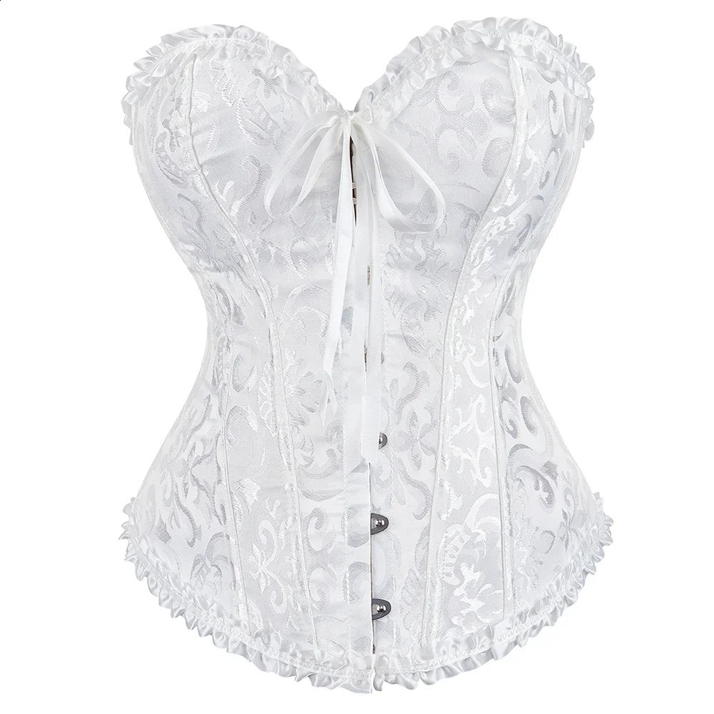 Victorian Corset Plus Size Women Sexy Overbust Bustiers Top Vintage Flower Print Lingerie Corselet Lace Korsett White Black Blue 260518