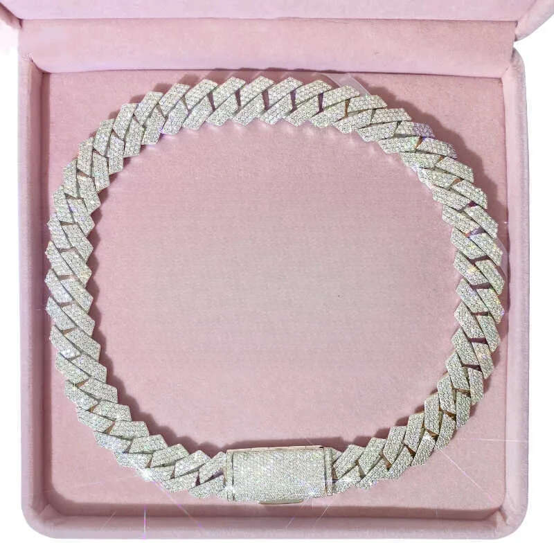 Bracelet Designer Jewelry Cuban k High Quality 3 Rows VVS Moissanite Dia Chain White Rose Gold Plated Hip-hop Chains for Men Necklace