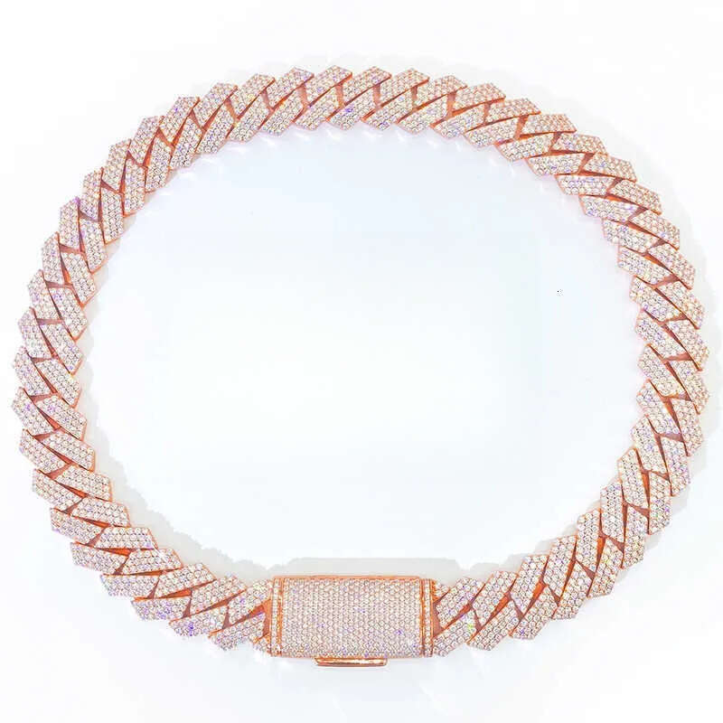 Bracelet Designer Jewelry Cuban k High Quality 3 Rows VVS Moissanite Dia Chain White Rose Gold Plated Hip-hop Chains for Men Necklace