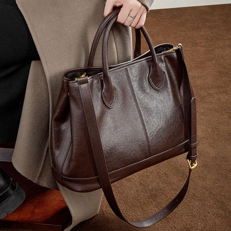 Genuine Leather Large Capacity Tote Bag Women Fashion High End Versatile Daily Commute Shopping Shoulder Handbag SENYY