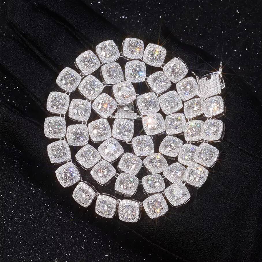 Large Size Moissanite Big Tennis Chain 8mm 12mm 925 Sterling Silver Cuban Link Chain Mens VVS Diamond Necklace - view 4
