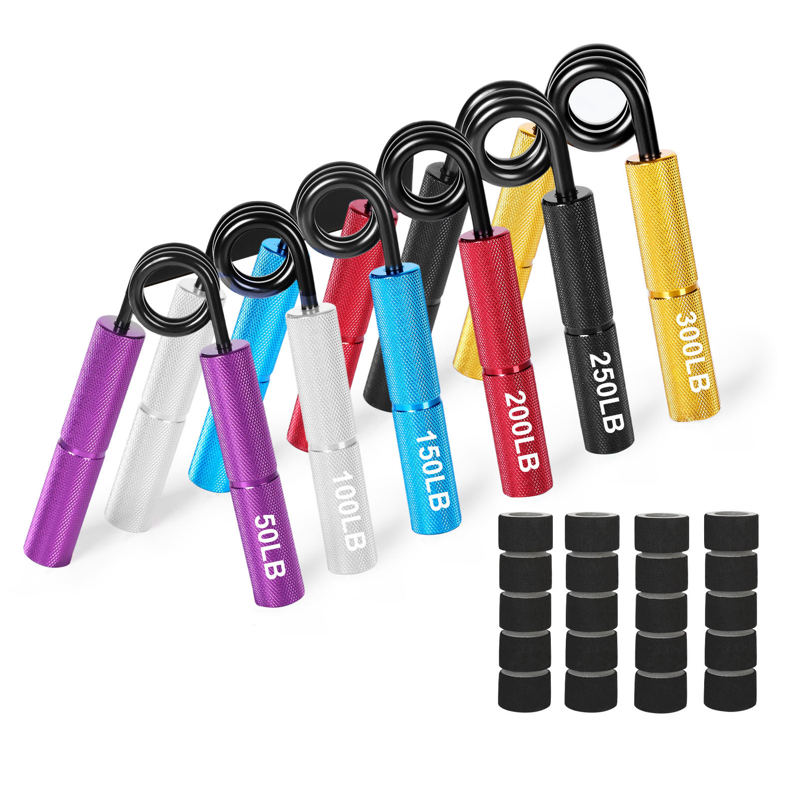 Designer Grip Strength Trainer 7 Pack Adjustable Finger Stretcher Resistance Extensor Bands Finger Exerciser Hand Gripper Strength Ring