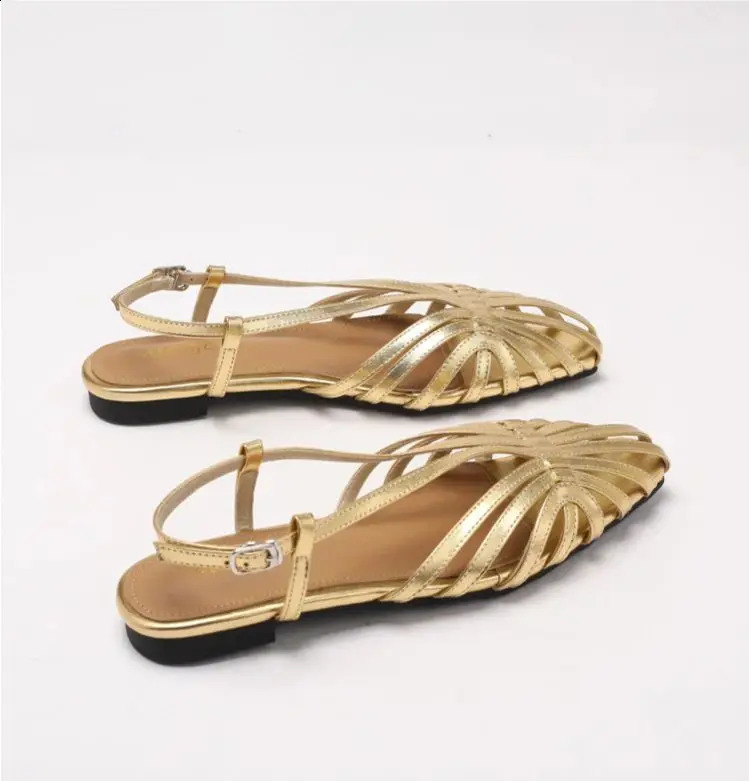 ZAROY Narrow Band Women Flat Sandals Large Size Banquet Wedding Shoes Summer Hollow Beach Gladiator Sandalias 260511 - view 5