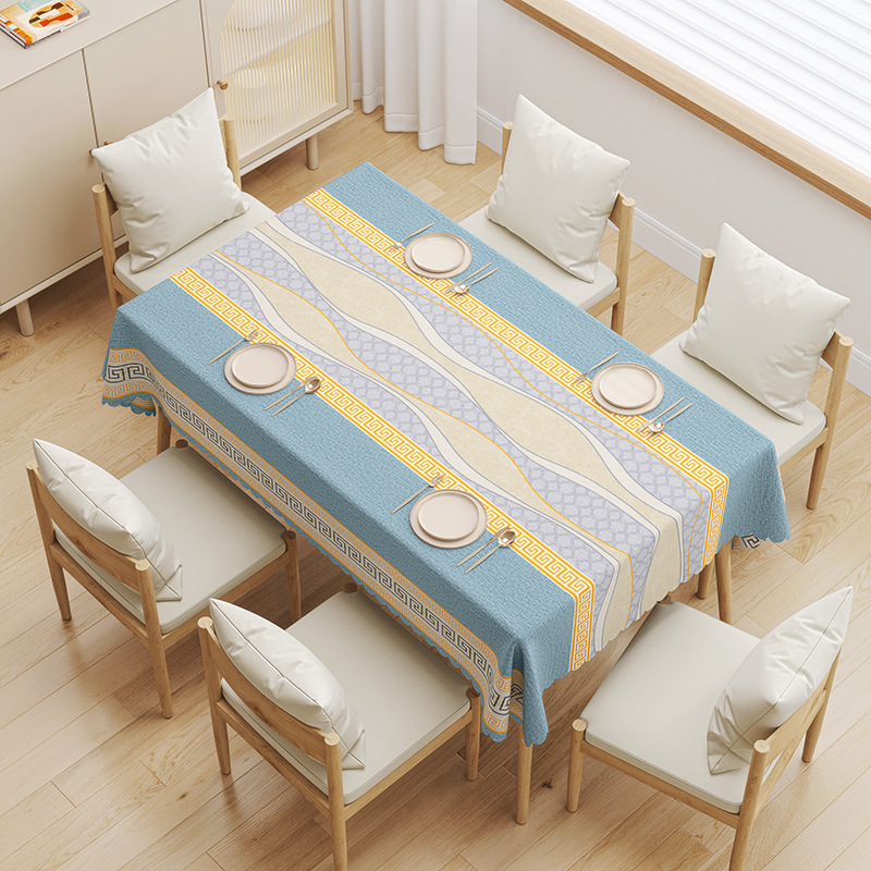 YL-38661 Custom Premium Tablecloth - Waterproof, Oil-proof, Wash-free, Heat-resistant, Thickened PVC, Simple Home Coffee Table Cloth