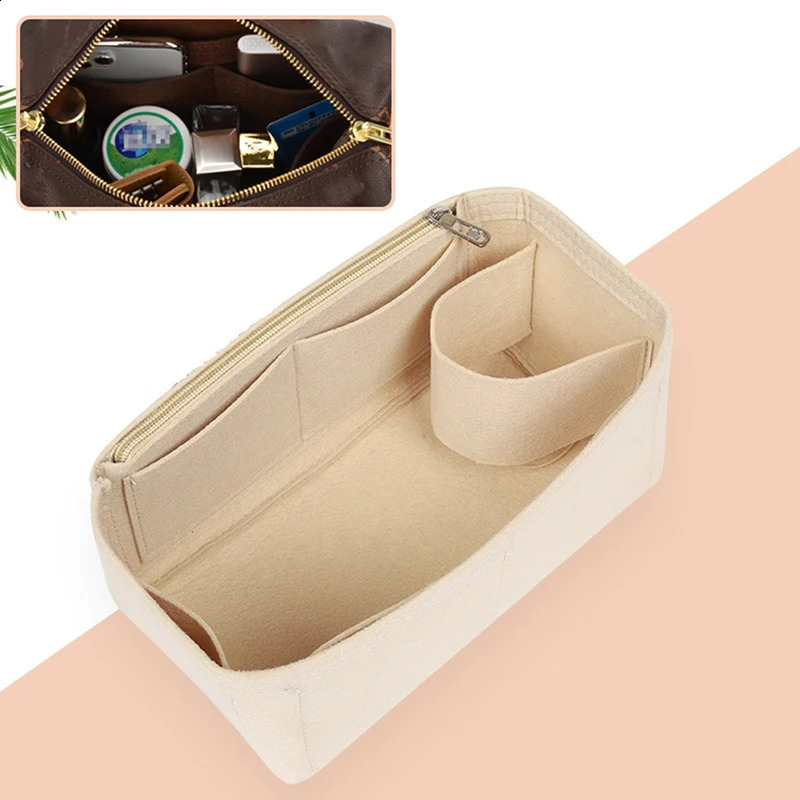 Felt Cloth Insert Bag Organizer Portable Cosmetic Bags Makeup Handbag Organizer Travel Inner Purse Bag Accesories 260516