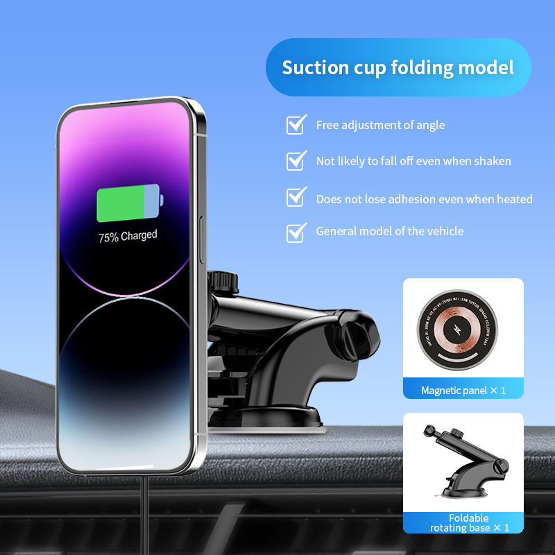 N52 Magnetic Suction Cup Phone Holder Wireless Charging Car Navigation Rotating Dashboard Navigation Phone Holder Air Outlet Dashboard Car Mount for S