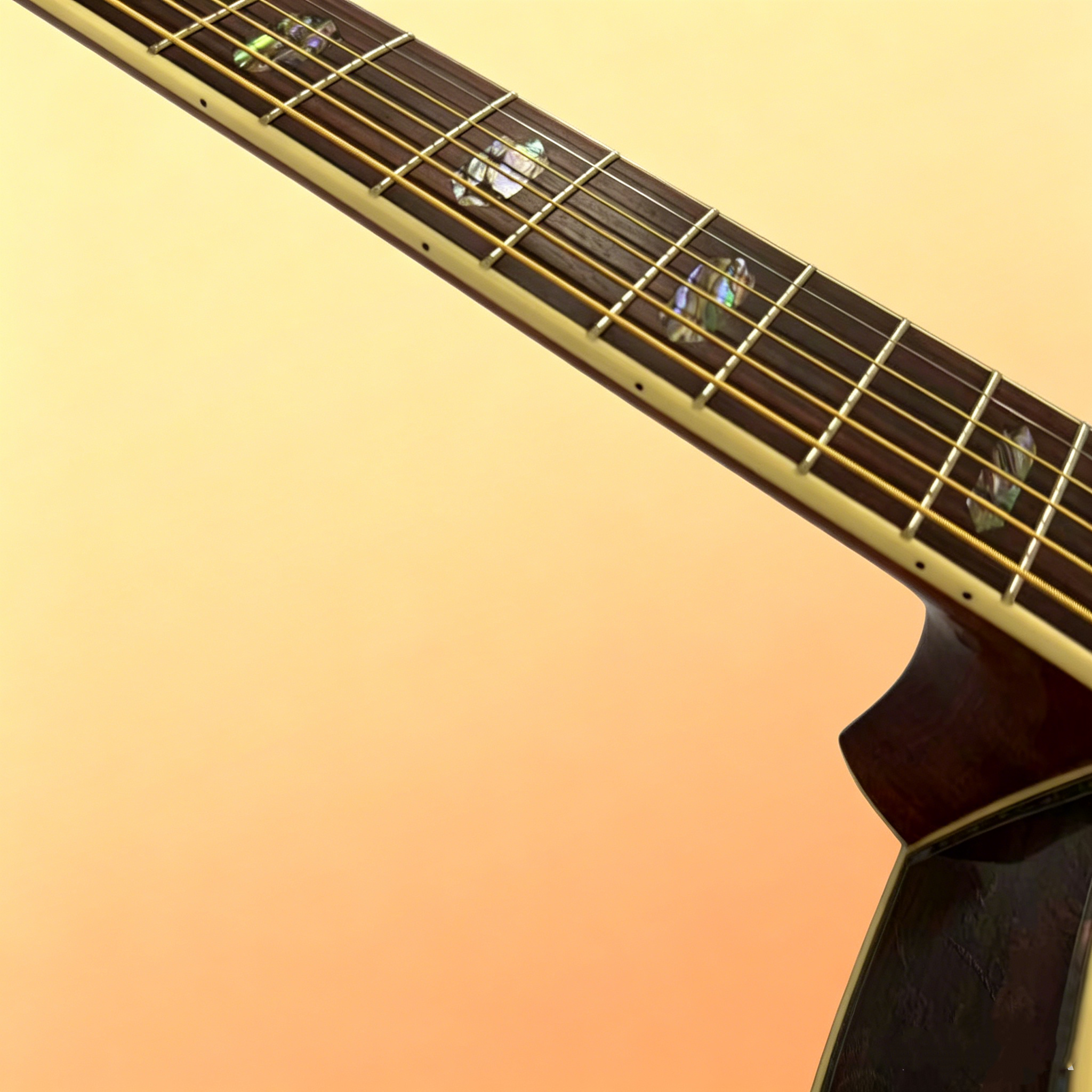 Original acoustic guitar, simple design, yellow veneer, spruce wood panel, 20frets, cow bone string pillow, rosewood side panel, free shipping