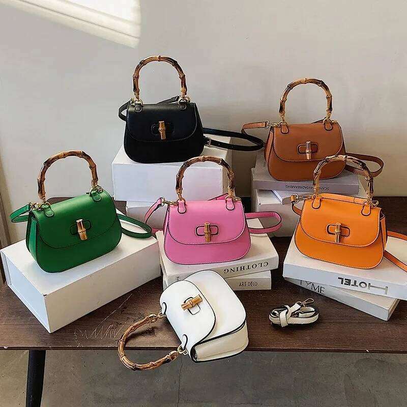 Chic Bamboo Handle Saddle For Women High End Single Shoulder Bags Fashionable Purses And Handbag Niche Designe Crossbody Bag QIBALIANGPIN
