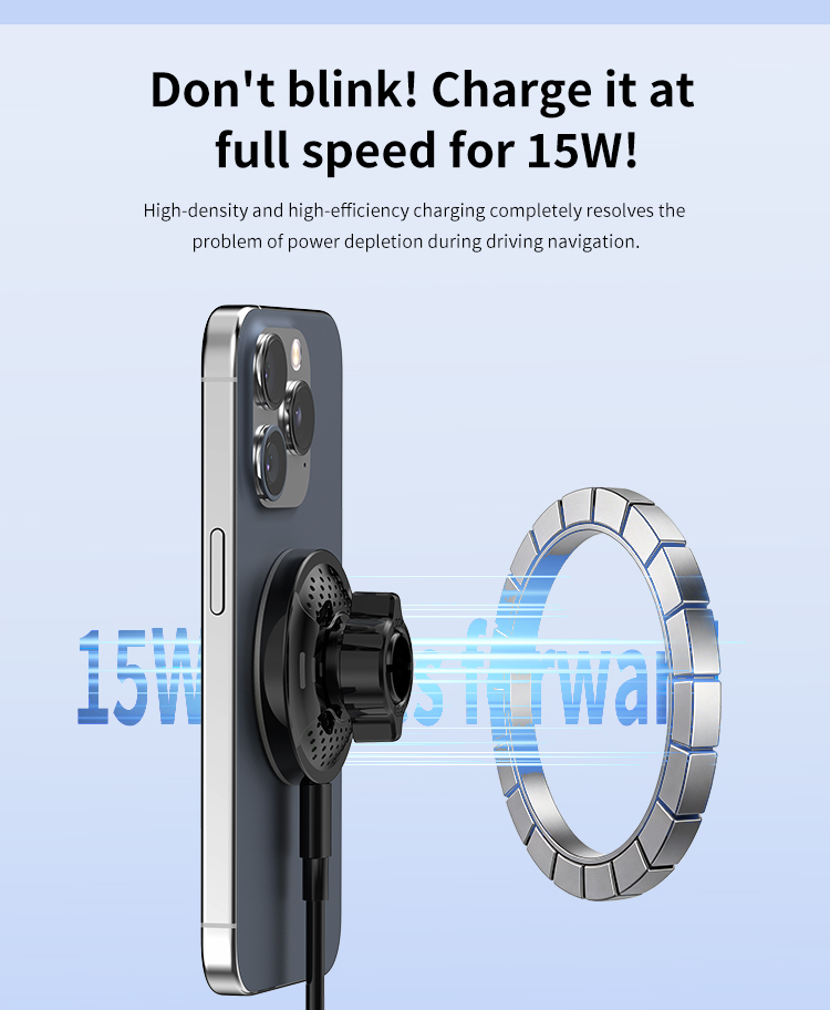 N52 Magnetic Suction Cup Phone Holder Wireless Charging Car Navigation Rotating Dashboard Navigation Phone Holder Air Outlet Dashboard Car Mount for S