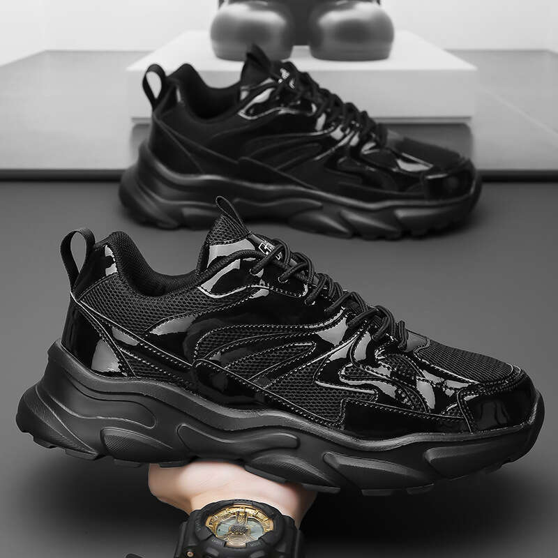 Cross-Border Plus Size Casual Sports New gold Men's Mesh Thick Sole Youth Running Dad Trendy Shoes Wholesale
