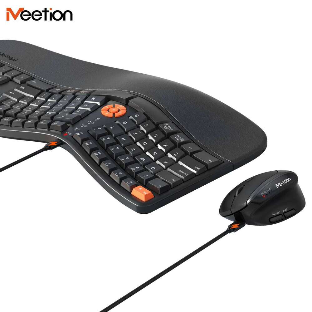 Premium Ergonomic Dual Mode Keyboard Mouse Combo 2.4G+BT Rechargeable Wrist Rest & Multimedia Keys | 3 Colors 26Y0518