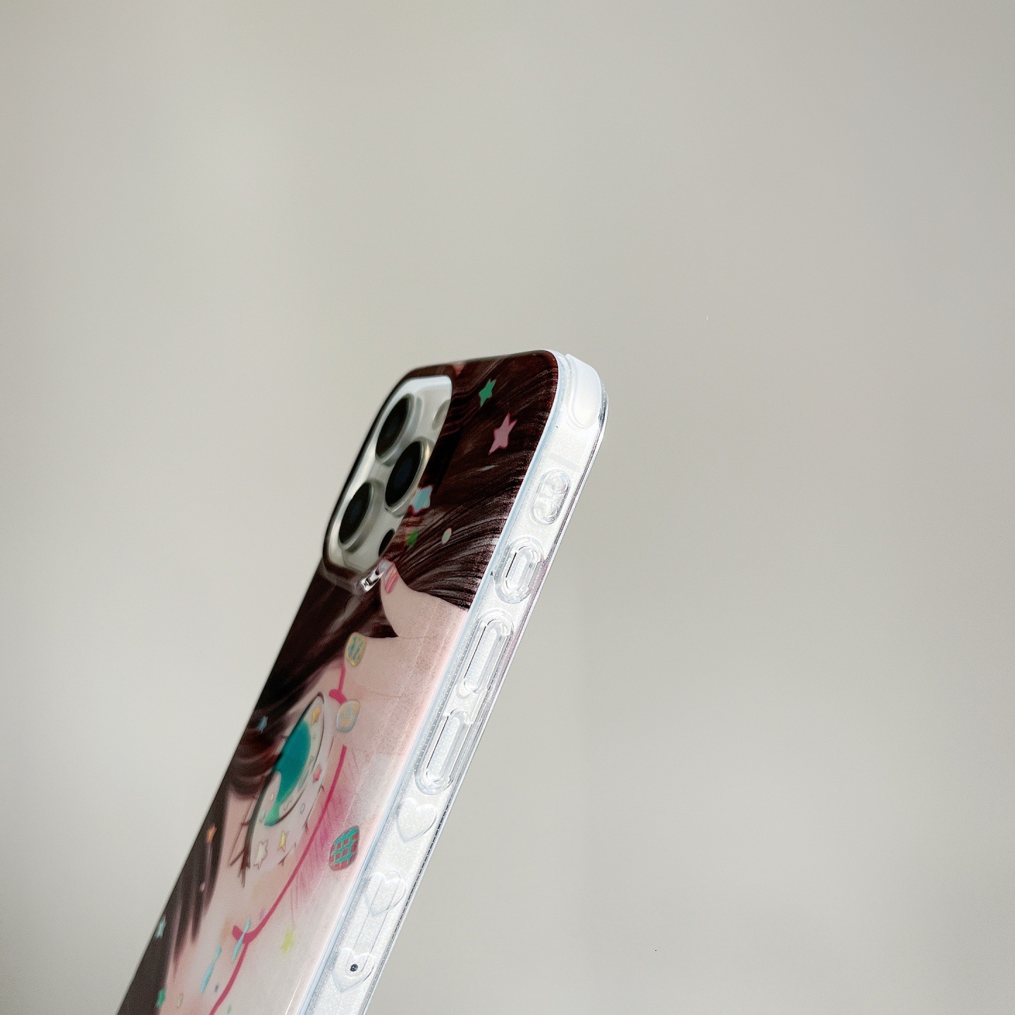 Comic glasses and nail art girl phone case suitable iPhone 15 Pro Max, Apple 16, 14/13 protective cover for women