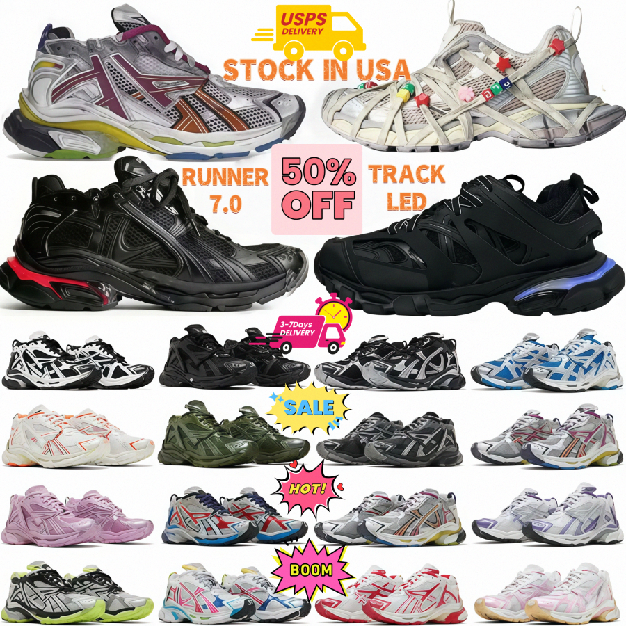 Designer Shoes Men Casual Shoes Baleniaga Track 3.0 Paris Women Transmit Sneakers Triple White Black Pink Grey Runner 7.0 7.5 Leather Nylon Burgu