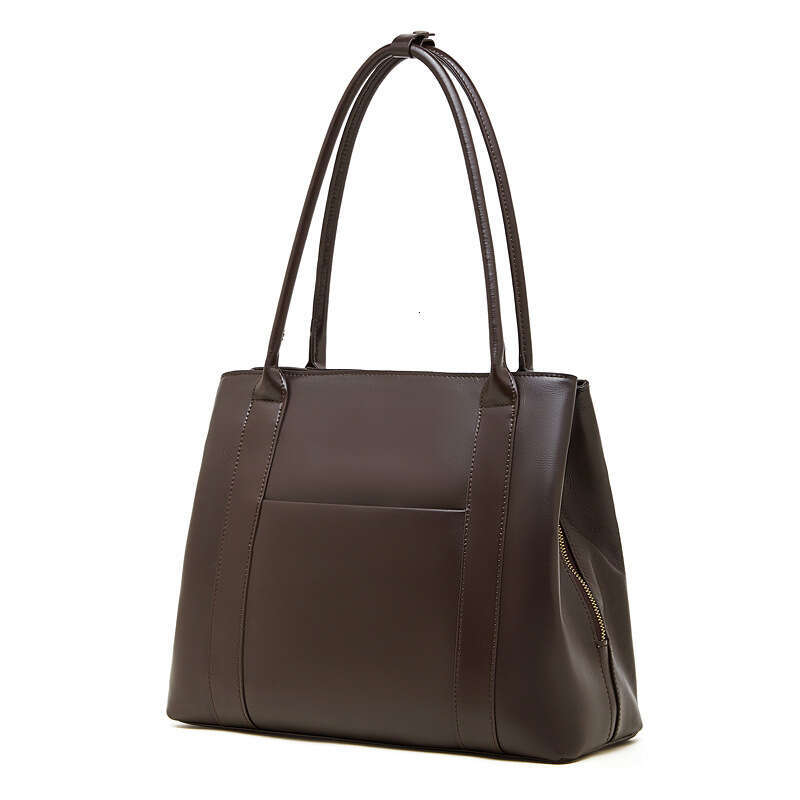 Top Layer Cowhide Genuine Leather Retro Solid Color Large Capacity Tote Bag High End Underarm Shoulder Handbag New Fashion Versatile SENYY