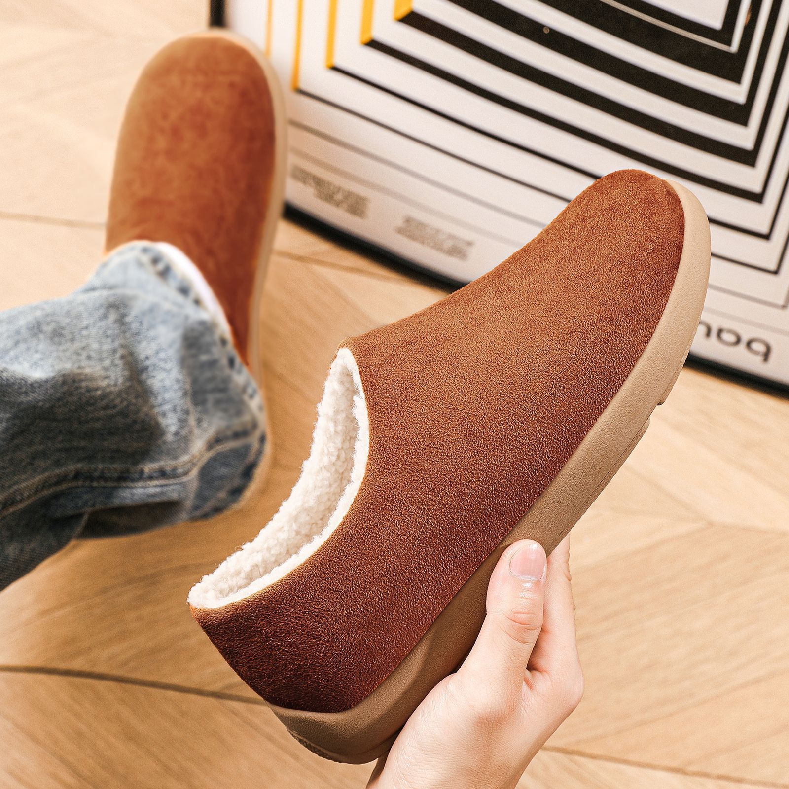 Mens Memory Foam Cozy Slippers snow boots For Indoor Outdoor, Warm Fleece Slip On House Shoes, Winter boot zhanyishengli