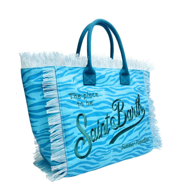 Free shipping 2026 new hot selling beach bag tassel handbag canvas denim tote bag travel versatile large capacity handbag