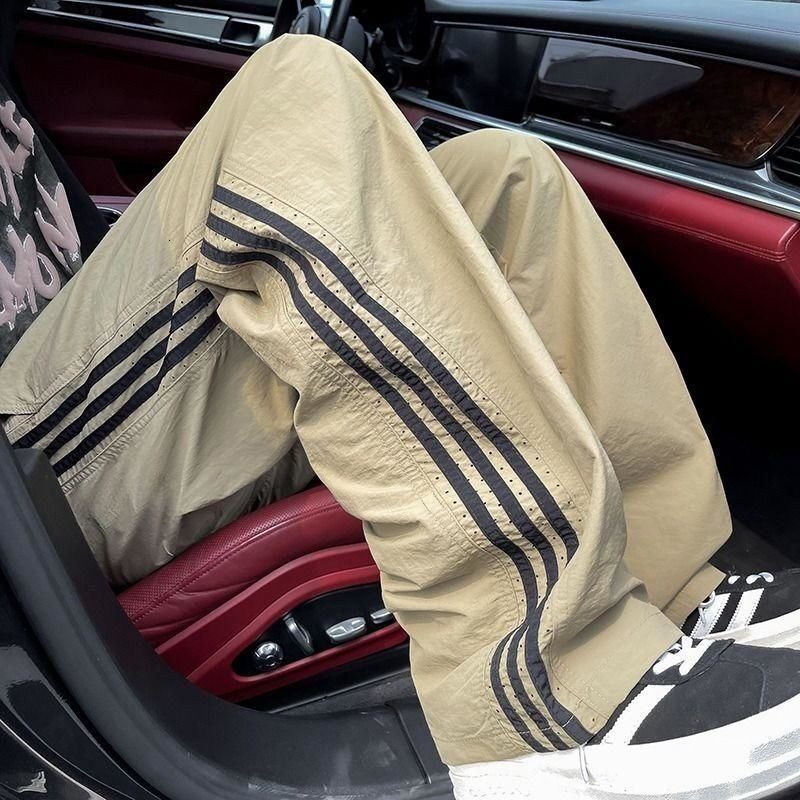 Designer Pants - Luxurious Men's Casual Pants - Men's Three-barrel Sports Trousers Loose Straight-leg Outdoor Hiking Pants Laced Paratrooper - view 3