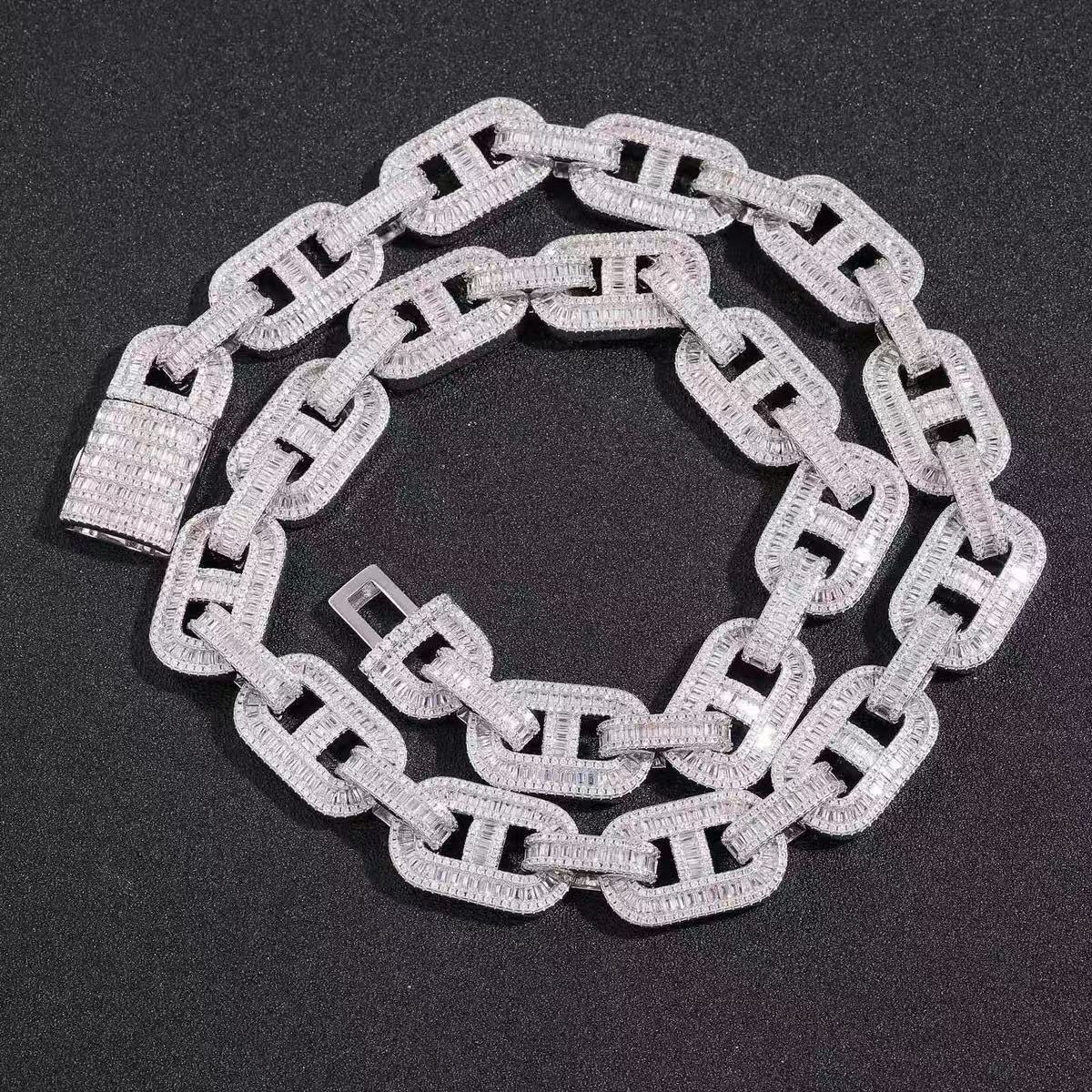 Pass Diamond Tester VVS Moissanite Letter Necklace Men Hip Hop 925 Silver Iced Out Bling Link Chain Jewelry
