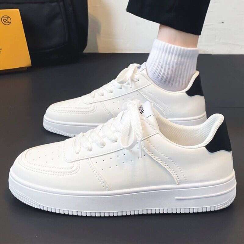 Spring Men's Breathable for Students Versatile White Sneakers Thick Sole Sports Casual Board Trendy Shoes