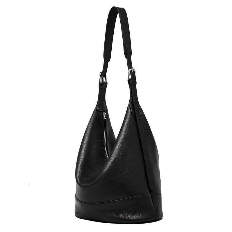 Top Layer Cowhide Genuine Leather Large Capacity Commuter Crossbody Bucket Bag, Niche Light Luxury High-End Versatile New Design SENYY