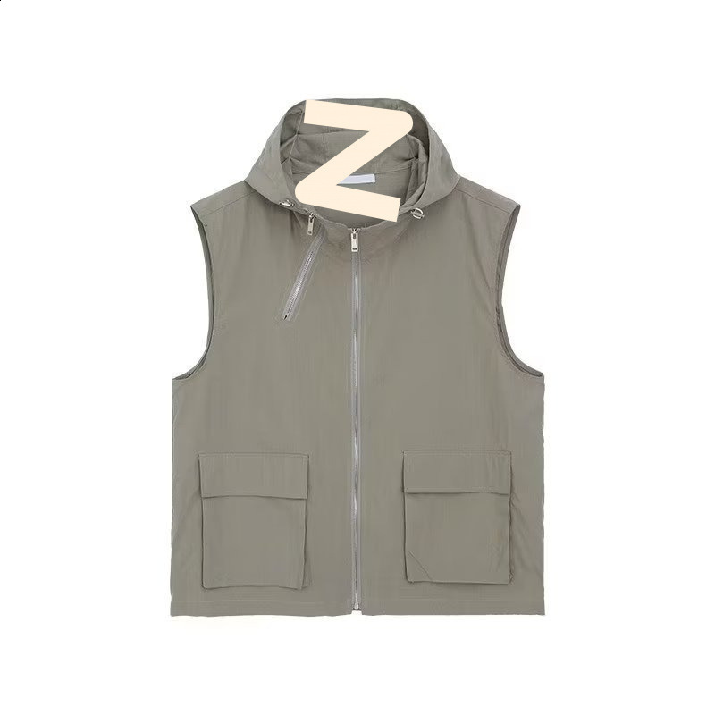 Mens Vest Double Zipper Arm Zipper n Tank Top Summer Streetwear Fashion Campus Daily Sleeveless Tops MenS Wear 2025 260407