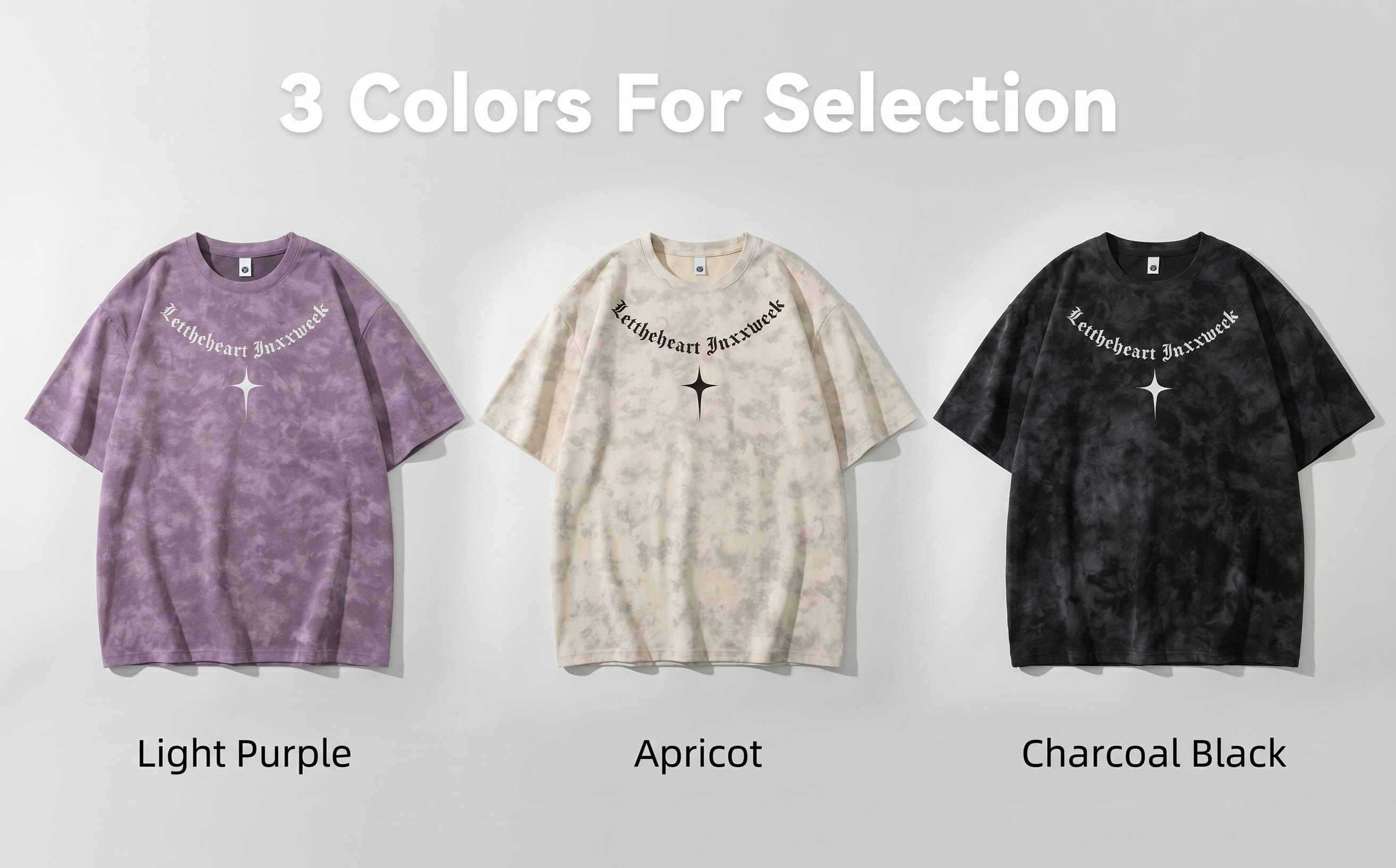 Mens Tie Dye Short Sleeve T Shirt With Gothic Letter Print And Star Pattern Casual Loose Fit Streetwear For Men And Women