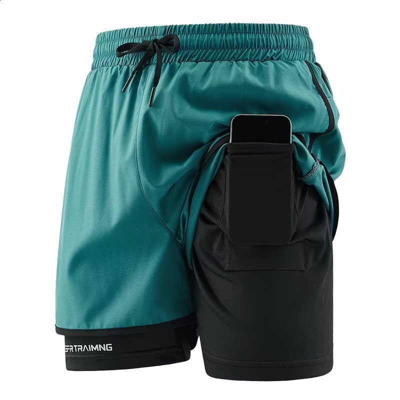 Mens 2 in 1 Running Workout Short with Phone Pocket Towel Loop Gym Athletic Quick Dry Stretchy Performance Shorts Activewear 260312