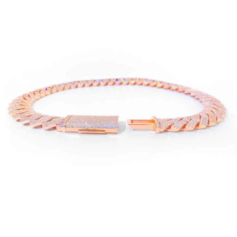 Bracelet Designer Jewelry Cuban k High Quality 3 Rows VVS Moissanite Dia Chain White Rose Gold Plated Hip-hop Chains for Men Necklace