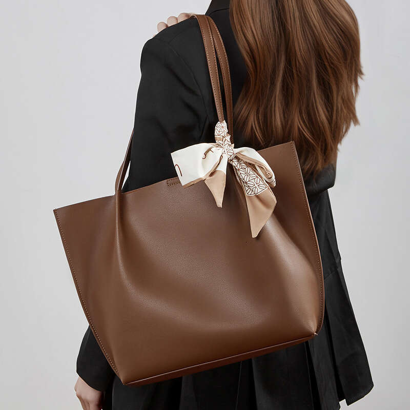 Genuine Leather Tote Bag Large Capacity High End Simple Commuter Shoulder Handbag New Cross Border Mother Daughter Style SENYY