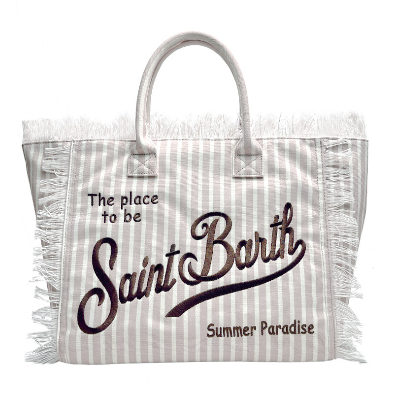 Free shipping 2026 new hot selling beach bag tassel handbag canvas denim tote bag travel versatile large capacity handbag