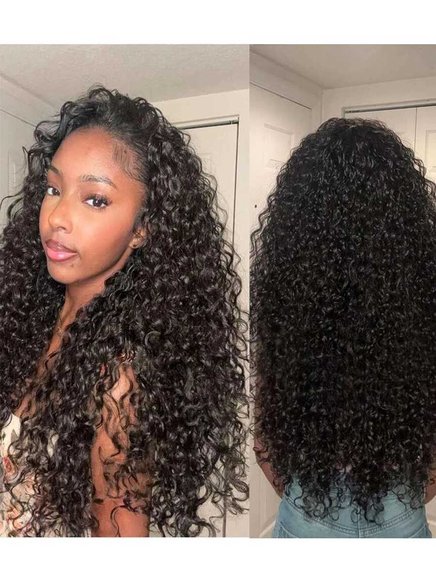 Jerry Curly Half Wig 200 Density Seamless Flip Over Half Wig Glueless Wear And Go Drawstring Human Hair Wig For Women 26 Inch C260518