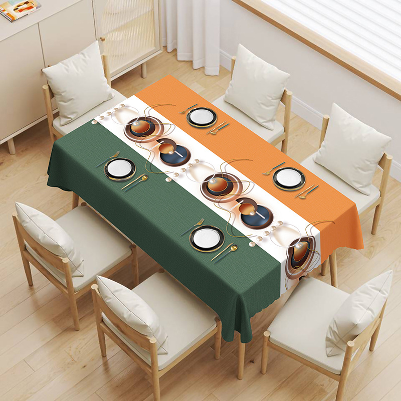 YL-38666 Custom Premium Tablecloth - Waterproof, Oil-proof, Wash-free, Heat-resistant, Thickened PVC, Simple Home Coffee Table Cloth